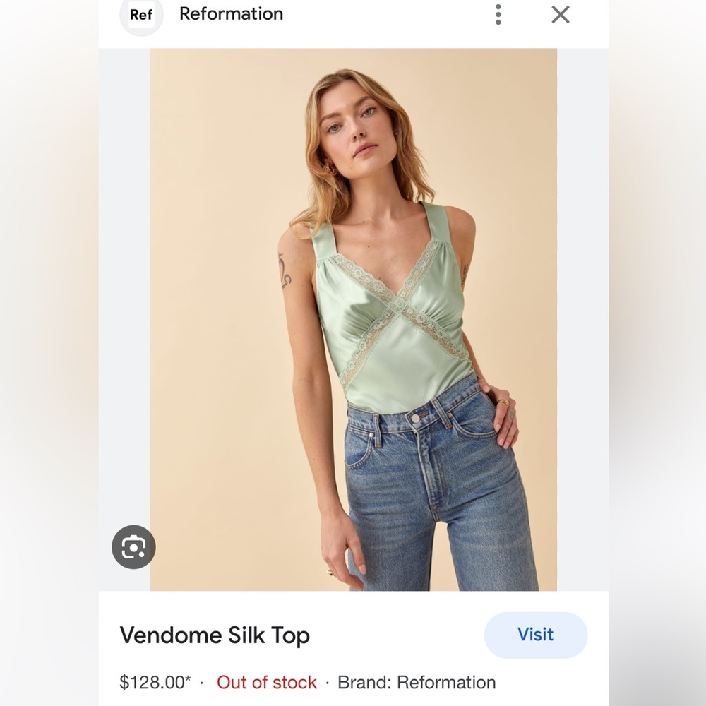 NWT SOLD OUT Reformation Vendome lace-trim camisole top